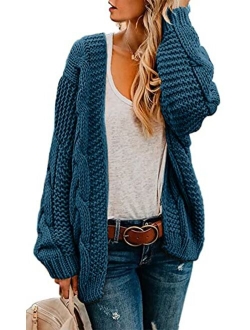 Astylish Womens Open Front Long Sleeve Chunky Knit Cardigan Sweaters Loose Outwear Coat