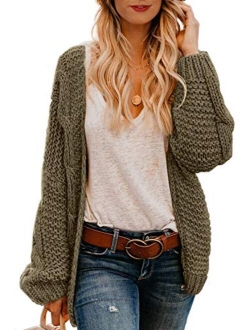 Astylish Womens Open Front Long Sleeve Chunky Knit Cardigan Sweaters Loose Outwear Coat