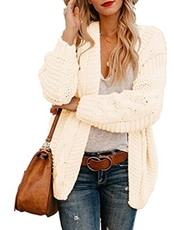 Astylish Womens Open Front Long Sleeve Chunky Knit Cardigan Sweaters Loose Outwear Coat