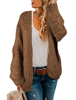 Astylish Womens Open Front Long Sleeve Chunky Knit Cardigan Sweaters Loose Outwear Coat