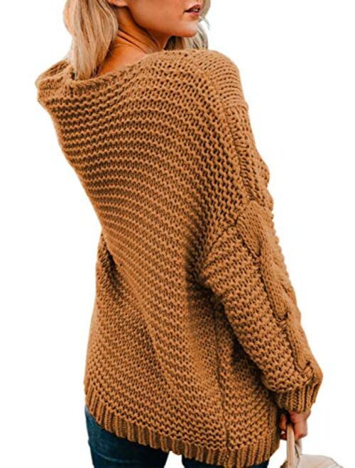 Astylish Womens Open Front Long Sleeve Chunky Knit Cardigan Sweaters Loose Outwear Coat