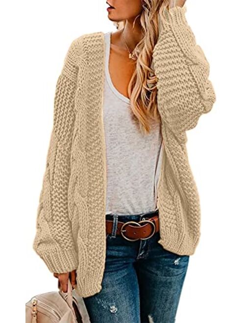 Astylish Womens Open Front Long Sleeve Chunky Knit Cardigan Sweaters Loose Outwear Coat