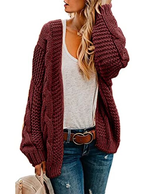 Astylish Womens Open Front Long Sleeve Chunky Knit Cardigan Sweaters Loose Outwear Coat