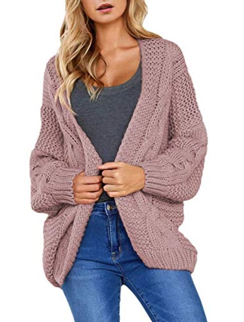 Astylish Womens Open Front Long Sleeve Chunky Knit Cardigan Sweaters Loose Outwear Coat