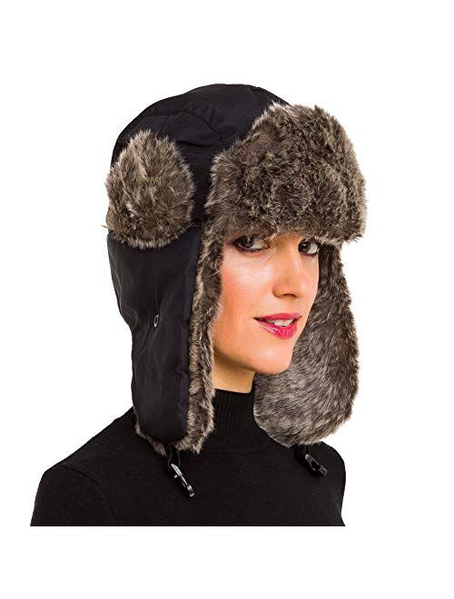 MELIFLUOS DESIGNED IN SPAIN Trapper Bomber Hat for Men and Women Russian Warm Fur Ski for Spring Fall Winter Hunting