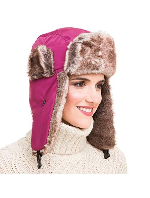 MELIFLUOS DESIGNED IN SPAIN Trapper Bomber Hat for Men and Women Russian Warm Fur Ski for Spring Fall Winter Hunting