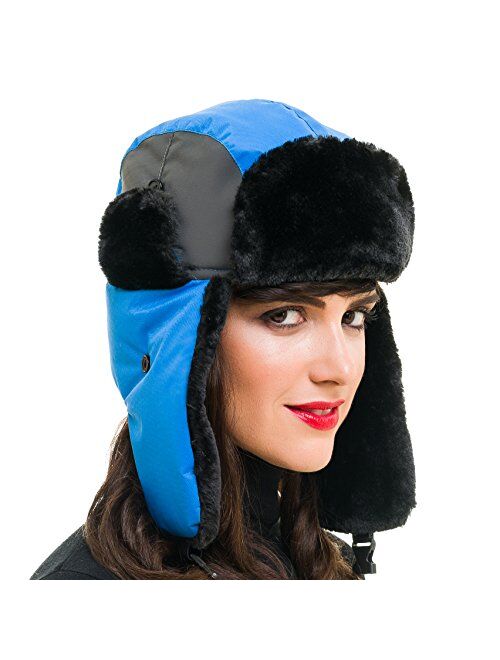 MELIFLUOS DESIGNED IN SPAIN Trapper Bomber Hat for Men and Women Russian Warm Fur Ski for Spring Fall Winter Hunting