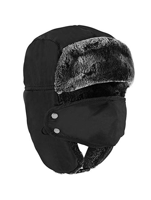 Winter Face Mask For Men - Russian Style Hat Ushanka, Trooper, Trapper Hats for Men and Women - Windproof Ski Mask