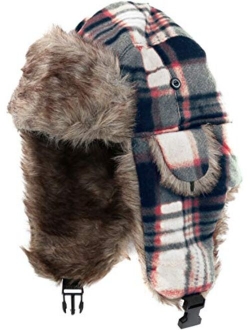 Sakkas Caele Unisex Ear Flap Faux Fur Lined Chin Buckle Strap Winter Trooper Hat