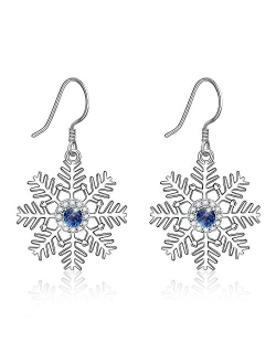 Christmas Tree Snowflake Bow Jingle Bell Santa Clau Halloween Nightmare Before Christmas Earrings S925 Sterling Sliver for Women Girls CZ Hypoallergenic Piercing Jewelry 