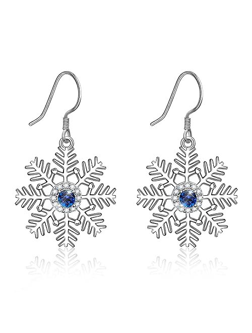 Christmas Tree Snowflake Bow Jingle Bell Santa Clau Halloween Nightmare Before Christmas Earrings S925 Sterling Sliver for Women Girls CZ Hypoallergenic Piercing Jewelry 