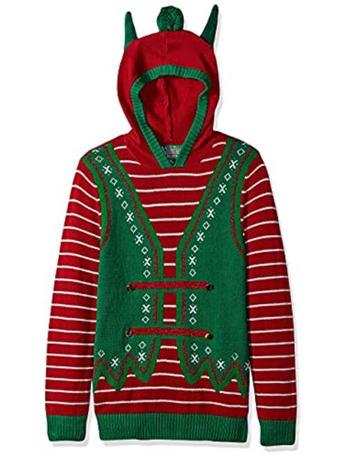 Ugly Christmas Sweater Men's Elf Hooded