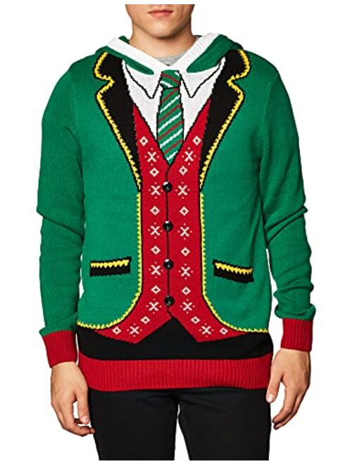 Ugly Christmas Sweater Men's Elf Hooded