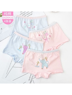 A box of 4PCS Girl underwear cotton Japan cute mid-waist triangle student girl underwear soft kids underwear girls teen panties