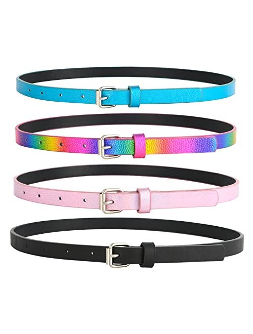 3 Pack Belts for Girls Rainbow Black Silver