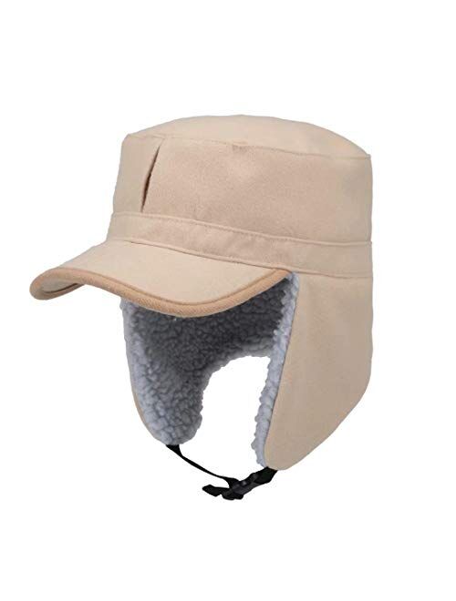 Home Prefer Mens Warm Trapper Hat Earflaps Winter Hat with Visor Military Cap