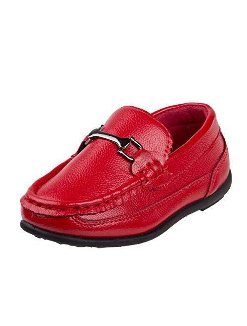 Josmo Boys’ Shoes – Casual Leatherette Moccasin Driving Loafers (Size: 5T-5 Big Kid)