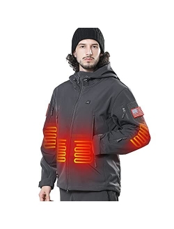 DEWBU Heated Jacket with Battery Pack Winter Outdoor Soft Shell Electric Heating Coat