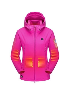 DEWBU Heated Jacket with Battery Pack Winter Outdoor Soft Shell Electric Heating Coat