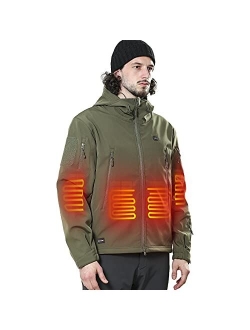 DEWBU Heated Jacket with Battery Pack Winter Outdoor Soft Shell Electric Heating Coat