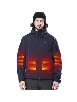 DEWBU Heated Jacket with Battery Pack Winter Outdoor Soft Shell Electric Heating Coat