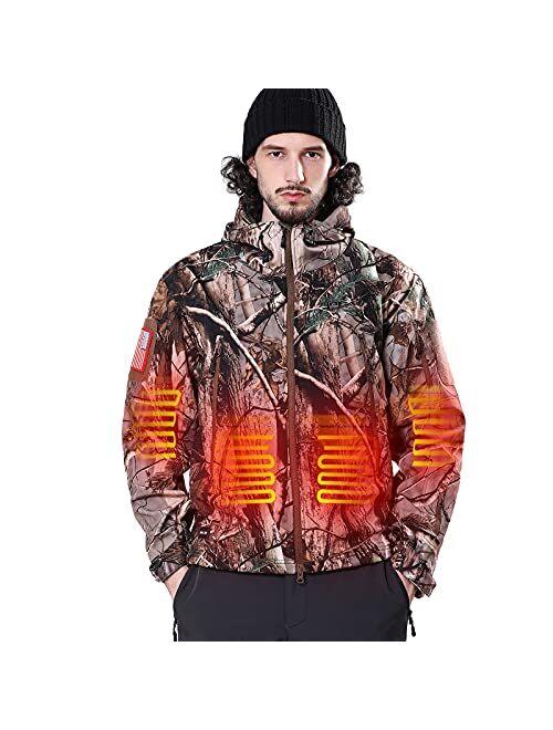 DEWBU Heated Jacket with Battery Pack Winter Outdoor Soft Shell Electric Heating Coat