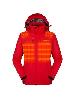 Venustas Women's Heated Jacket with Battery Pack 7.4V, Windproof Electric Insulated Coat with Detachable Hood Slim Fit