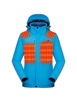 Venustas Women's Heated Jacket with Battery Pack 7.4V, Windproof Electric Insulated Coat with Detachable Hood Slim Fit