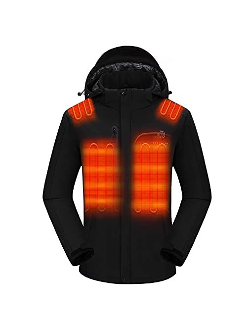 Venustas Men's Heated Jacket with Battery pack 7.4V, Windproof Electric Insulated Coat with Detachable Hood