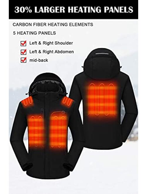 Venustas Men's Heated Jacket with Battery pack 7.4V, Windproof Electric Insulated Coat with Detachable Hood