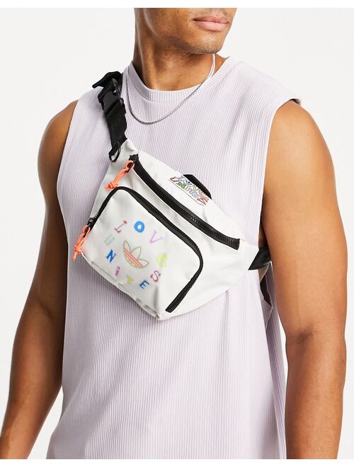 Adidas Originals Originals Pride 'love unites' fanny pack in off white