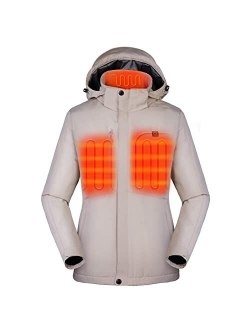 Venustas Women's Heated Jacket with Battery Pack 5V, Heated Coat with Detachable Hood Windproof