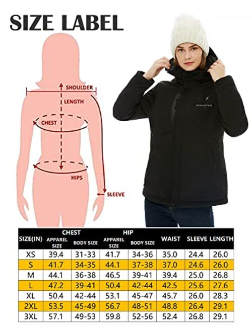 Venustas Women's Heated Jacket with Battery Pack 5V, Heated Coat with Detachable Hood Windproof