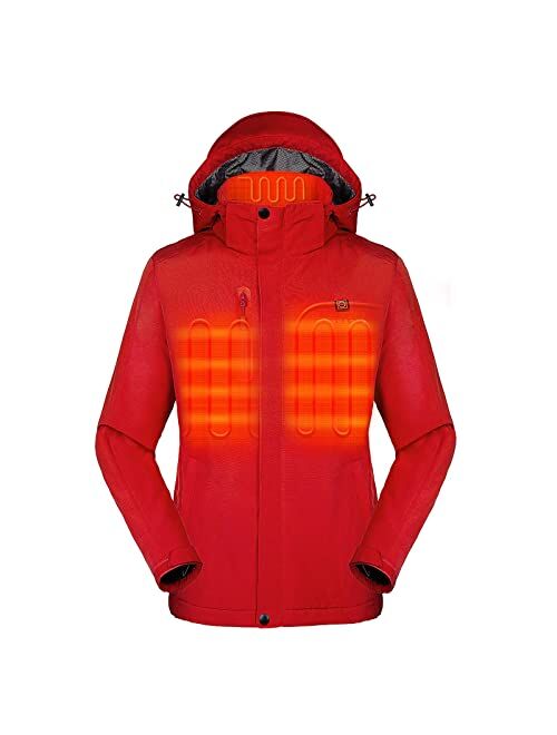 Venustas Women's Heated Jacket with Battery Pack 5V, Heated Coat with Detachable Hood Windproof