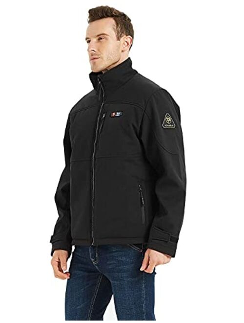 Ptahdus Men's Heated Jacket Soft Shell with Hand Warmer, with 7.4V Battery Pack