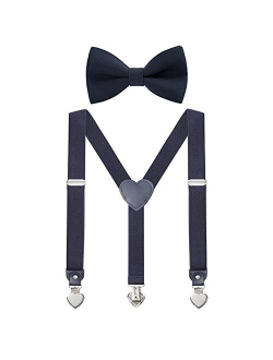 Kids Suspenders and Bowtie Sets Adjustable Braces With Bowtie for Boys and Girls by WELROG