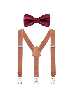 Kids Suspenders and Bowtie Sets Adjustable Braces With Bowtie for Boys and Girls by WELROG