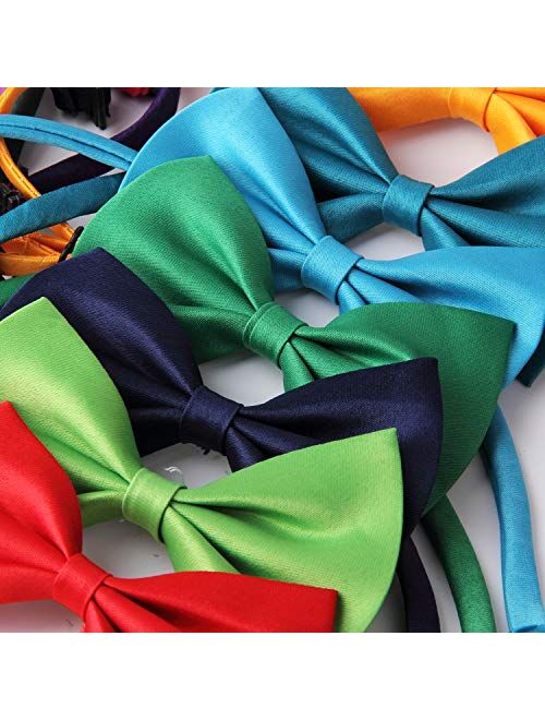 20pcs Pre-tied Bow ties,Solid Color Adjustable Bow Tie Collection, For Kids And Boys - 20 Mixed Color