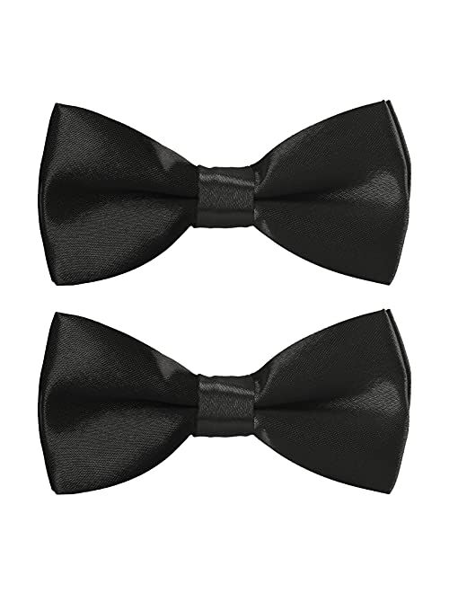 Boys Child Kids Bow ties - Adjustable Pre Tied Solid Color Wedding Party Bowties