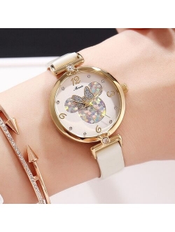 2018 New Arrival Watch For Girls Pink Bling Bling Heart Shape Dial Quartz Wrist Watch Disney Minnie Clock Women Relojes MK-11009