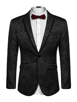 Men's Floral Suit Jacket Embroidered Wedding Blazer Party Dinner Tuxedo