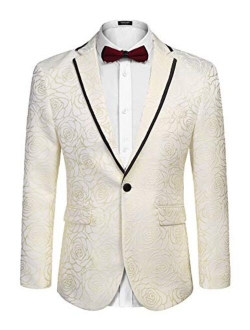 Men's Floral Suit Jacket Embroidered Wedding Blazer Party Dinner Tuxedo