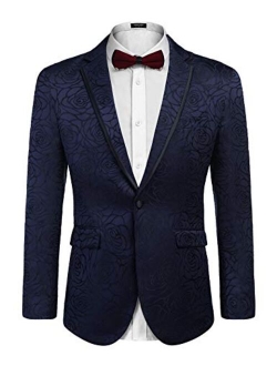 Men's Floral Suit Jacket Embroidered Wedding Blazer Party Dinner Tuxedo