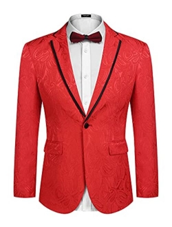 Men's Floral Suit Jacket Embroidered Wedding Blazer Party Dinner Tuxedo