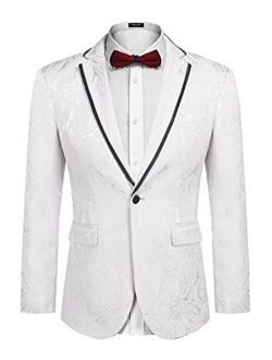 Men's Floral Suit Jacket Embroidered Wedding Blazer Party Dinner Tuxedo