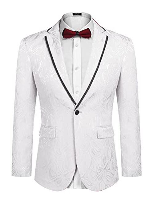 COOFANDY Men's Floral Suit Jacket Embroidered Wedding Blazer Party Dinner Tuxedo