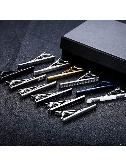 Jstyle 12 Pcs Tie Clips Set for Men Tie Bar Clip Set for Regular Ties Necktie Wedding Business Clips with Gift Box