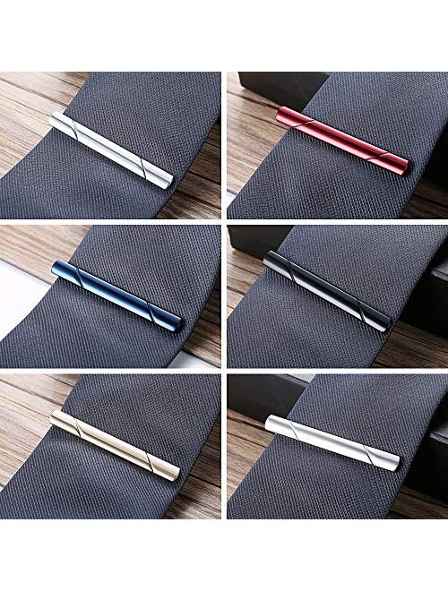 FUNRUN JEWELRY 12PCS Mens Tie Clips Set Black Tie Bar Clip for Regular Ties Necktie Wedding Business Clips with Gift Box