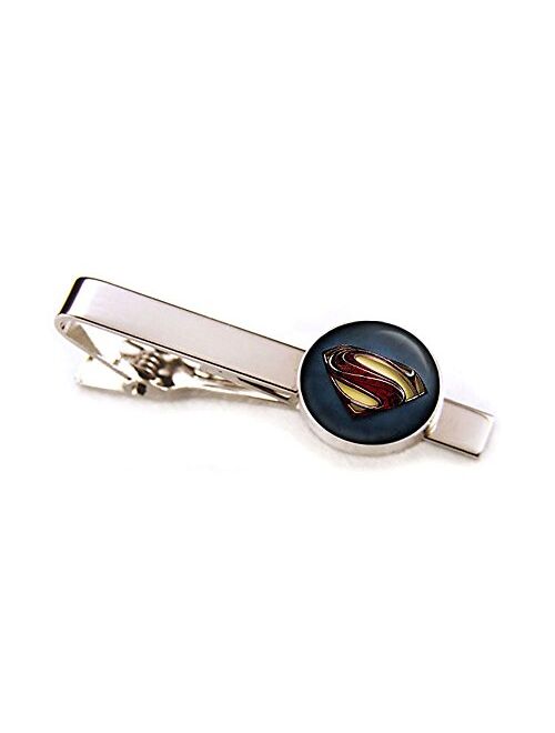 SharedImagination Superman Cufflinks, Man of Steel Tie Clip Tack, Justice League Jewelry, Superhero Wedding Party Jewelry, Groomsmen Gift