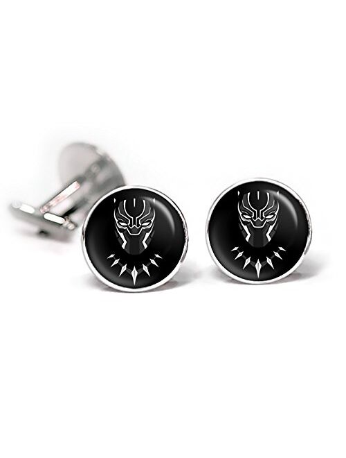 SharedImagination Black Panther Cufflinks, The Avengers Jewelry, Shield Tie Clip, Superhero Wedding Party and Groomsmen Gift Gifts, Geek